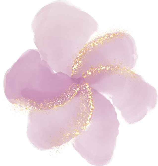 Water Color Flower Gold Glitter pink